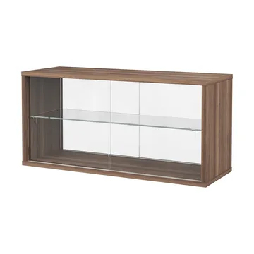 Pira display cabinet - Walnut–clear glass, 90x31 cm, 4 doors - Pira