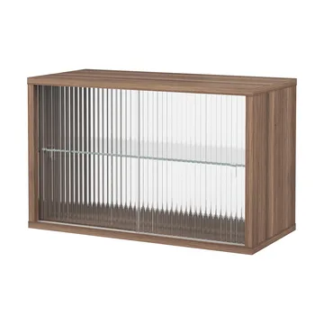 Pira display cabinet - Walnut–fluted glass, 70x31 cm, 4 doors - Pira