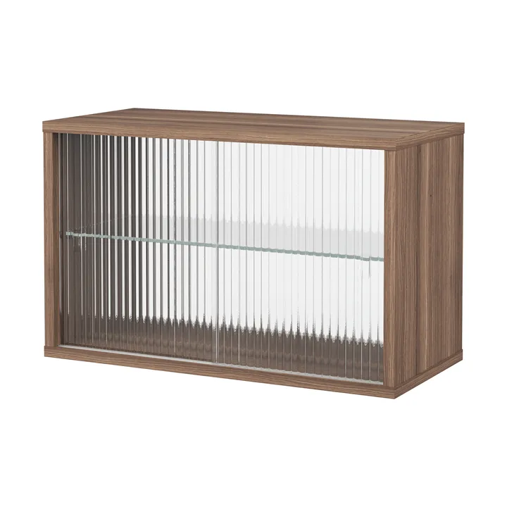 Pira display cabinet - Walnut–fluted glass, 70x31 cm, 4 doors - Pira