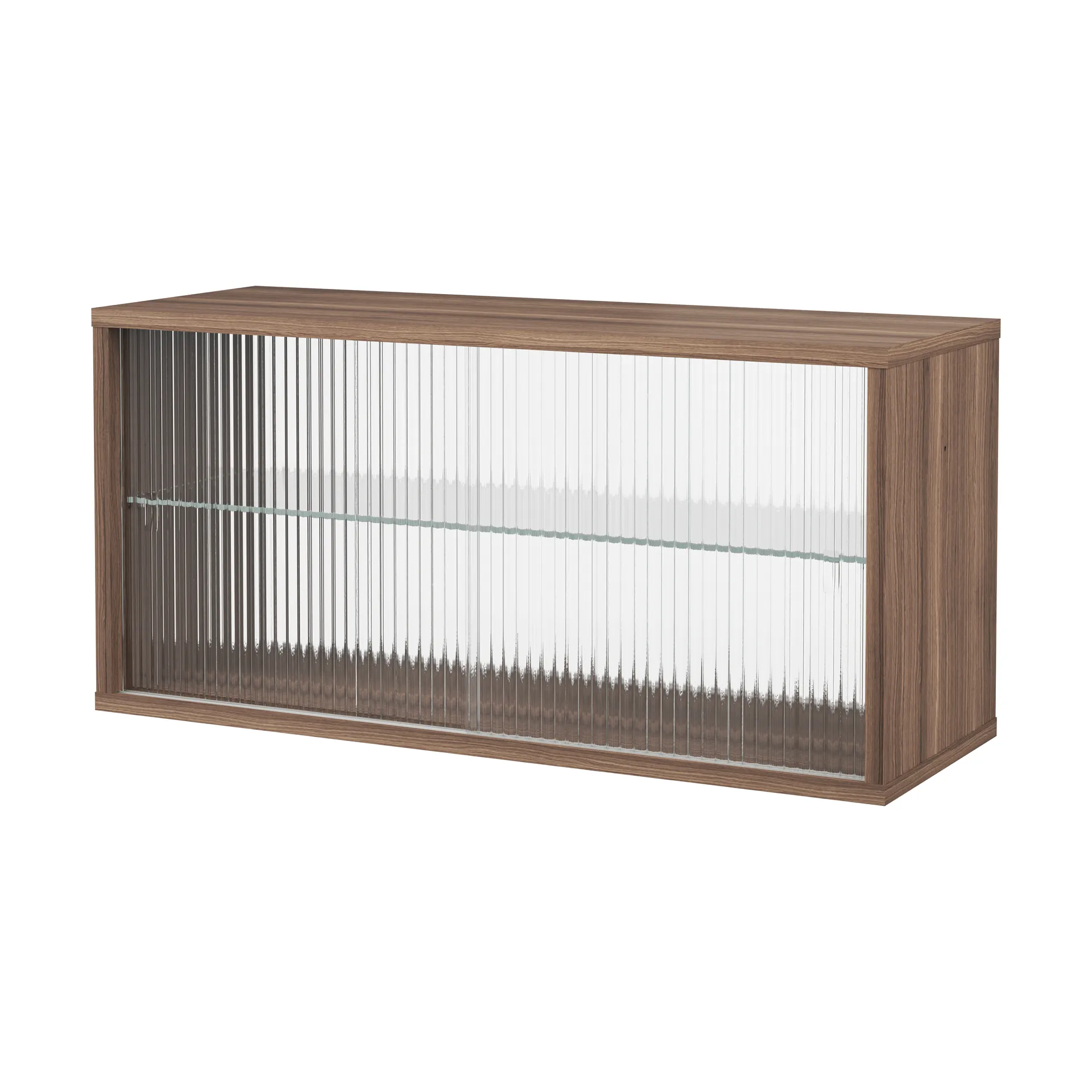 Pira display cabinet, Walnut–ribbed glass, 90x31 cm, 4 doors Pira