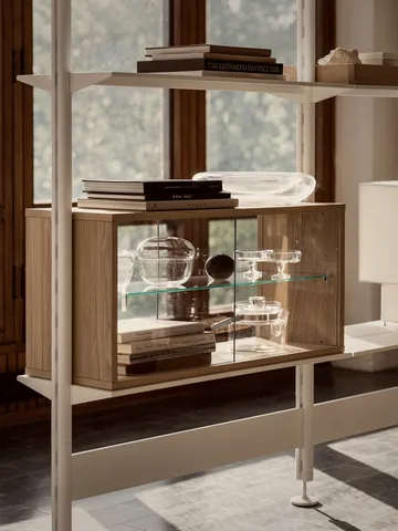 Pira display cabinet - White oak–clear glass, 70x31 cm, glass back - Pira
