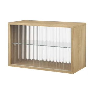 Pira display cabinet - Whitened oak–fluted glass, 70x31 cm, glass back - Pira