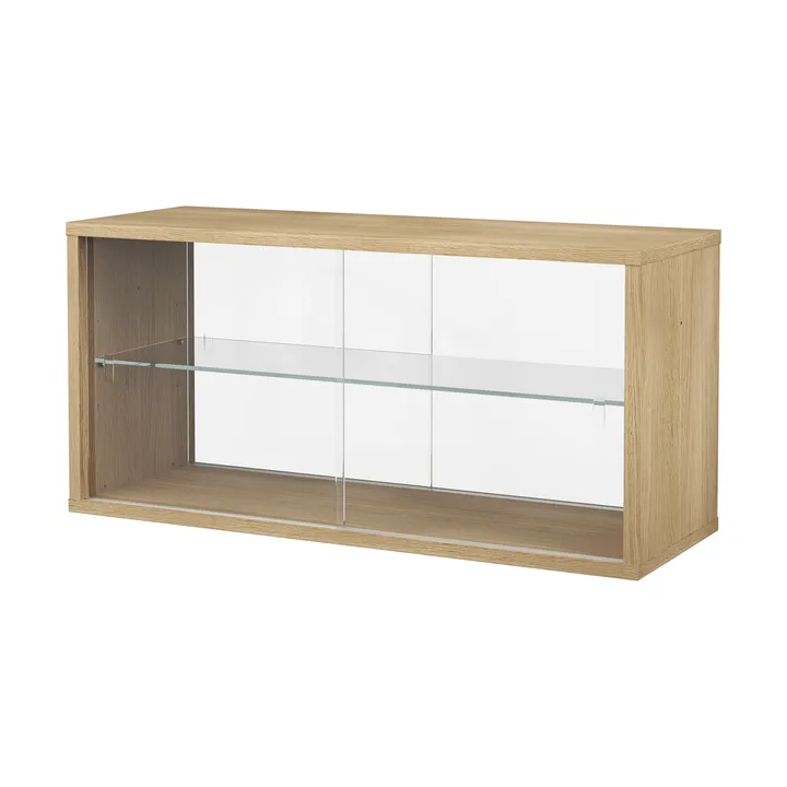 Pira display cabinet - Whitewashed oak-clear glass, 90x31 cm, 4 doors - Pira