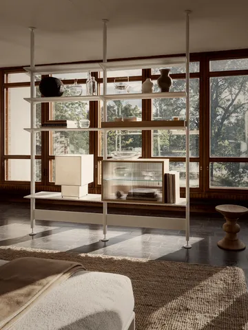 Pira display cabinet - Whitewashed oak–fluted glass, 90x31 cm, 4 doors - Pira