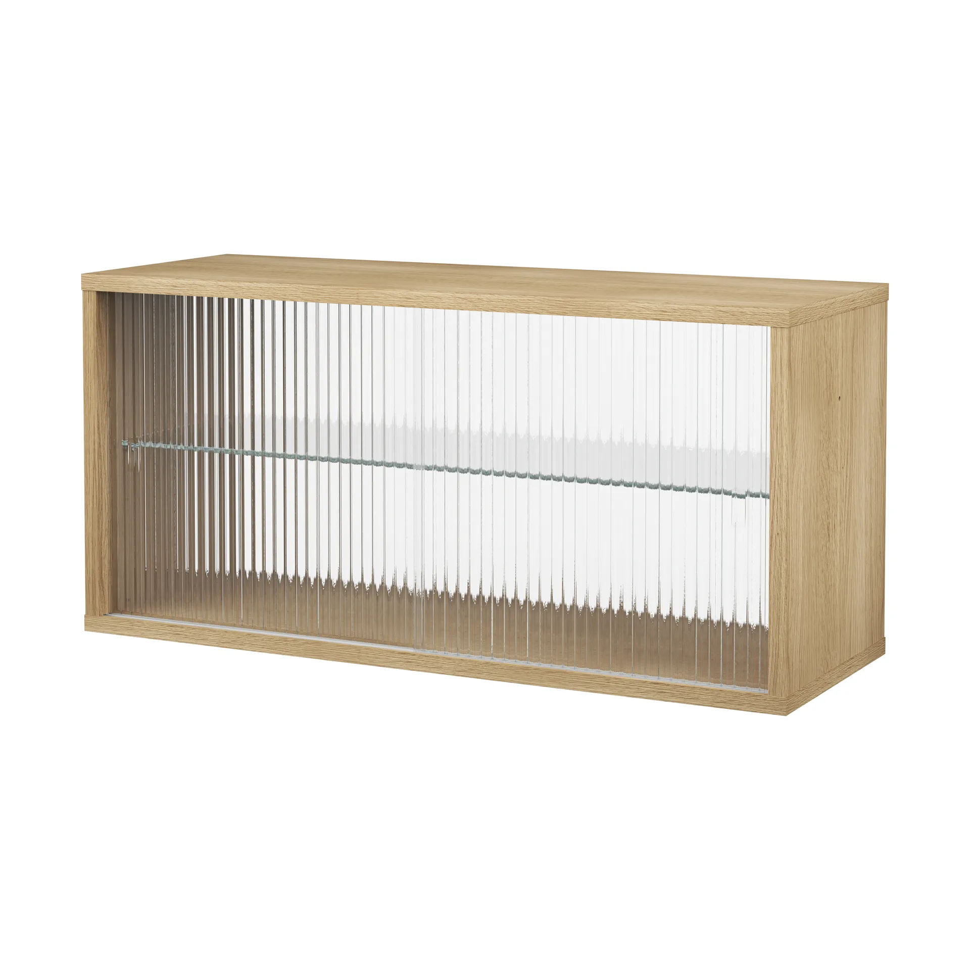 Pira display cabinet, Whitewashed oak–fluted glass, 90x31 cm, glass back Pira