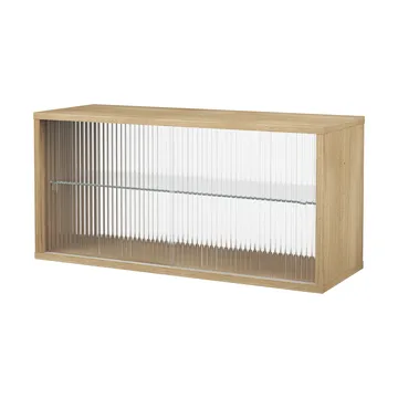 Pira display cabinet - Whitewashed oak–fluted glass, 90x31 cm, glass back - Pira