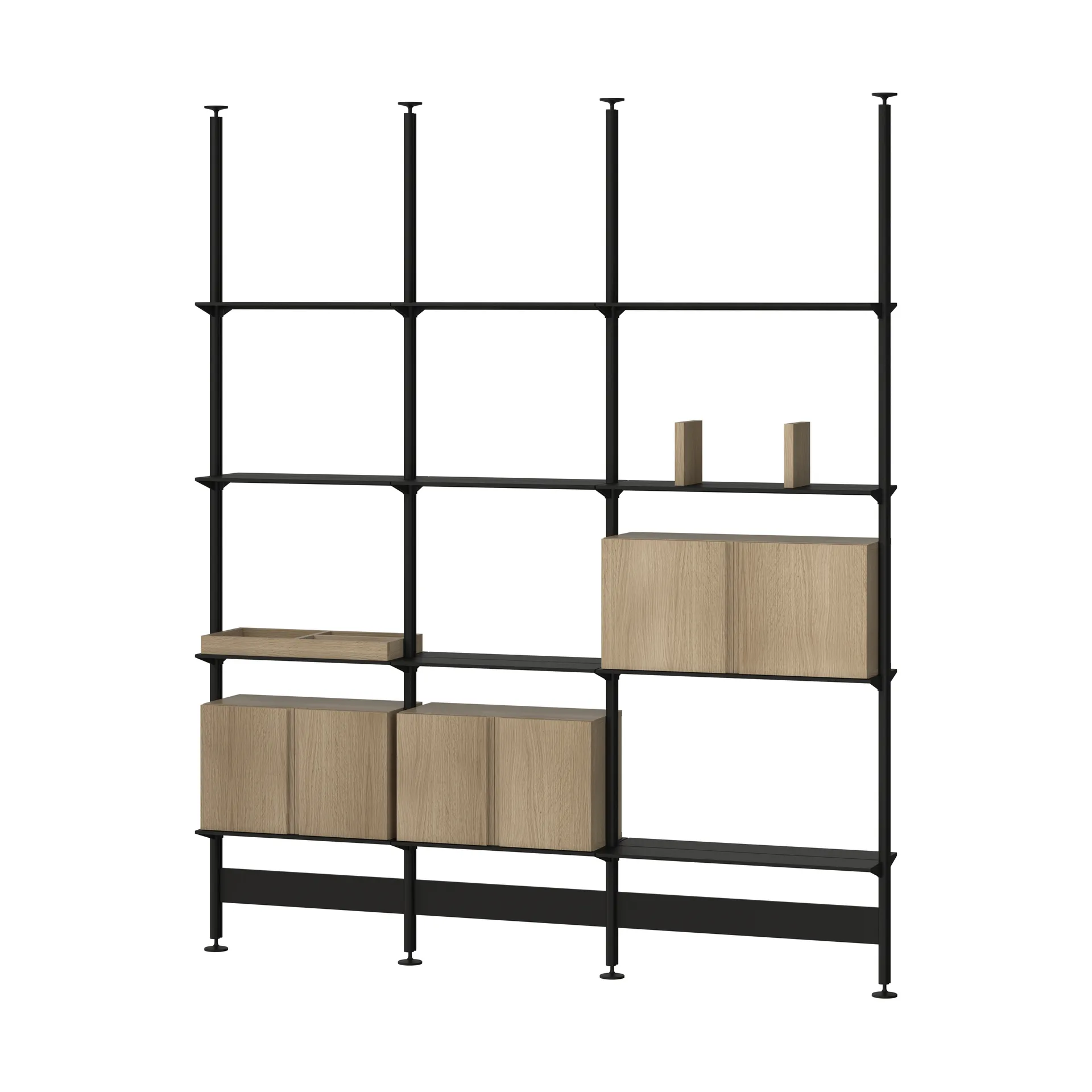 Pira G2 shelving system F C B Black/Oak 240–247 cm,  Pira