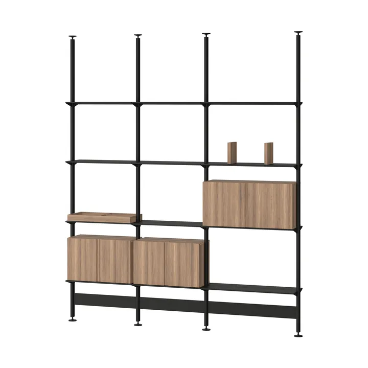 Pira G2 shelving system F C B Black/Walnut 248–255 cm - Pira