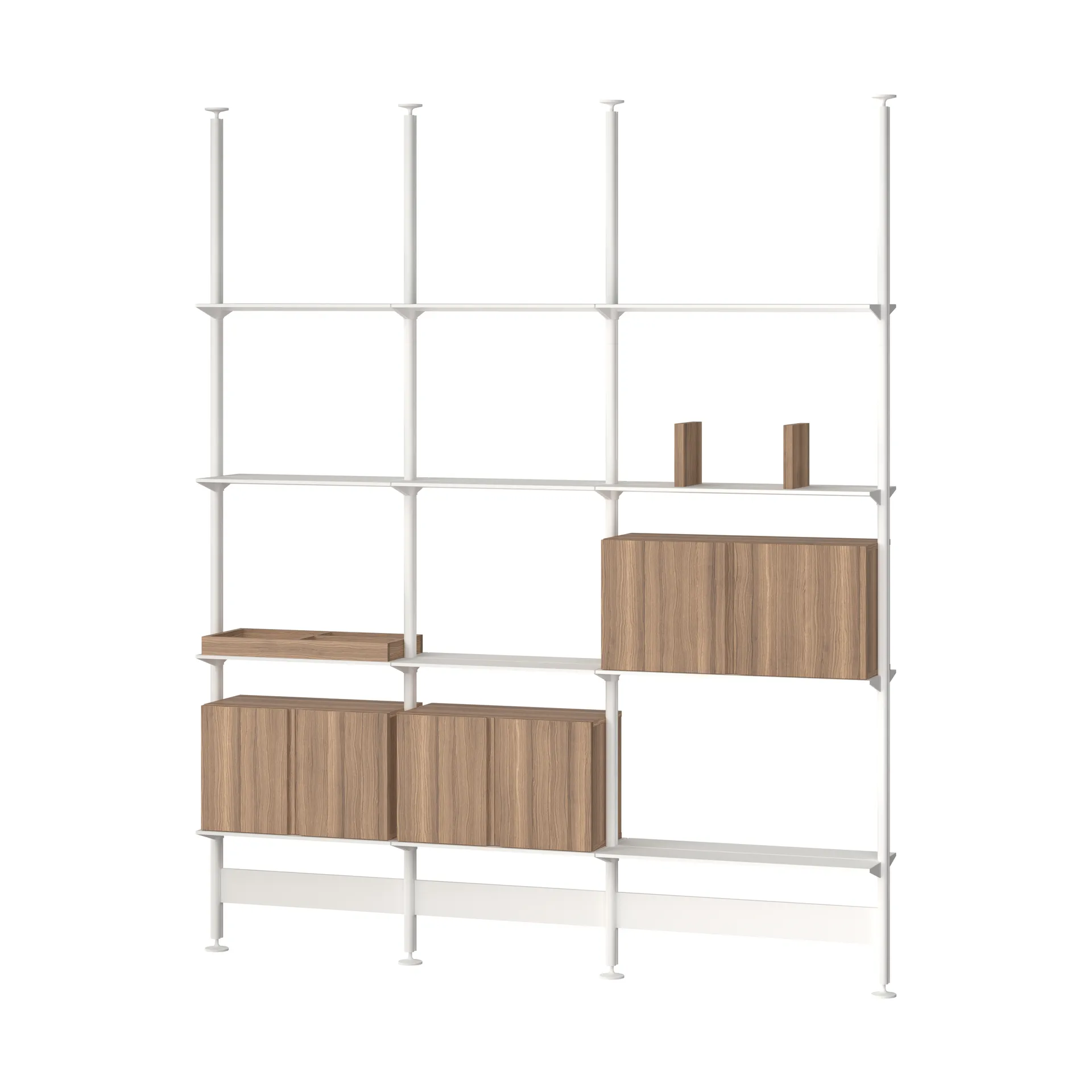 Pira G2 shelving system F C B White/Walnut 248–255 cm Pira