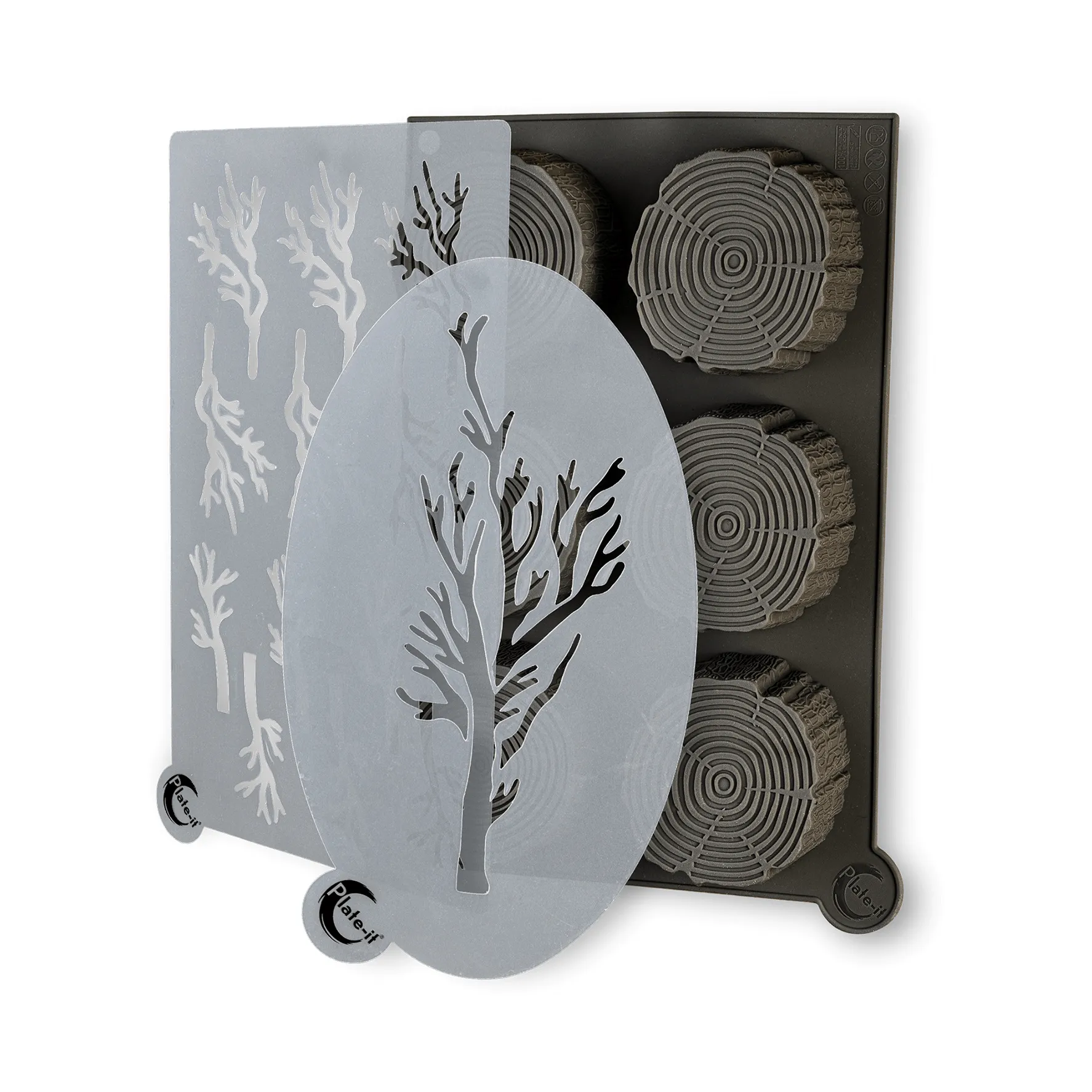 Plate-it moulds, Wood, silicone, 3 pieces Plate It