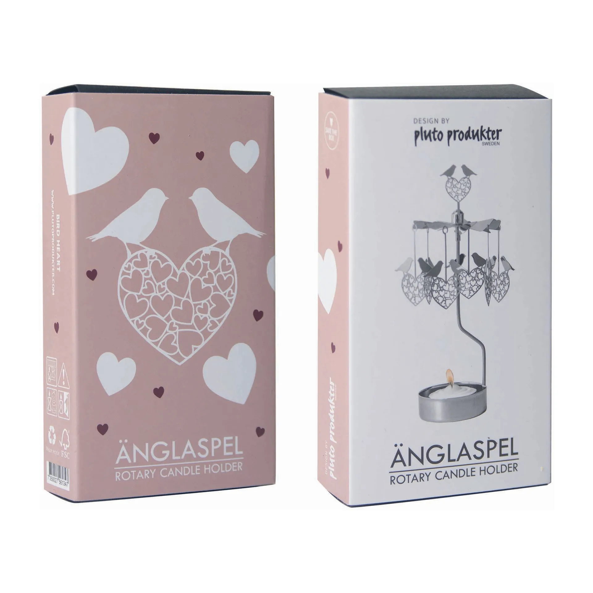 Angel chime birds and hearts, Silver Pluto Design