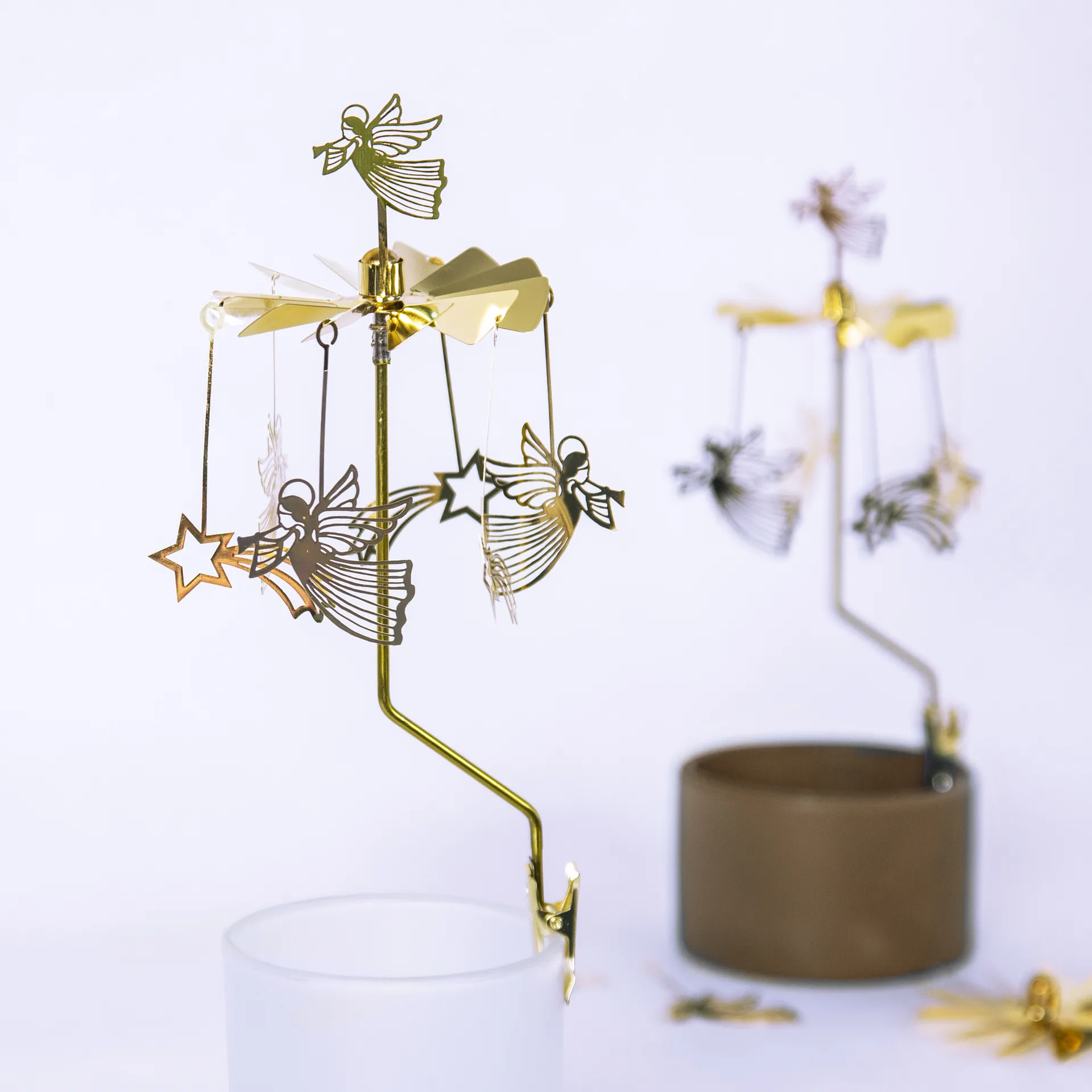 Angel chimes clips angels and stars, gold Pluto Design