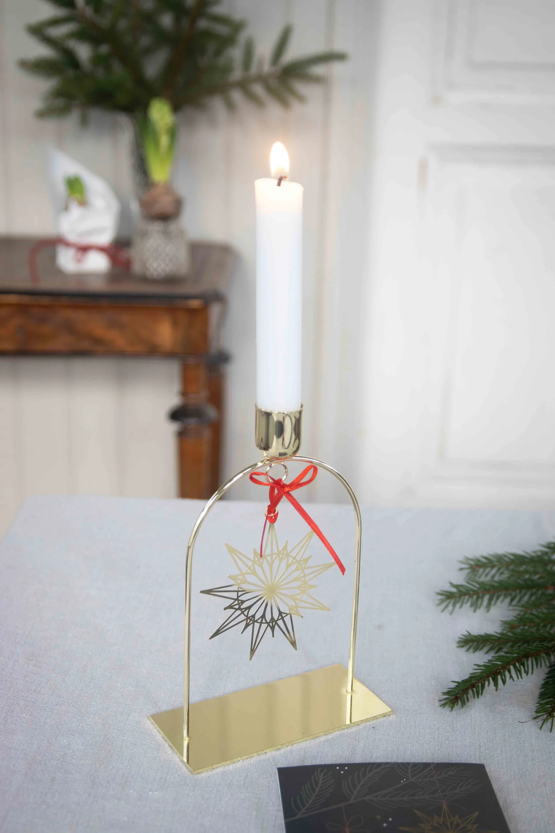 Art Deco candleholder, Gold Pluto Design