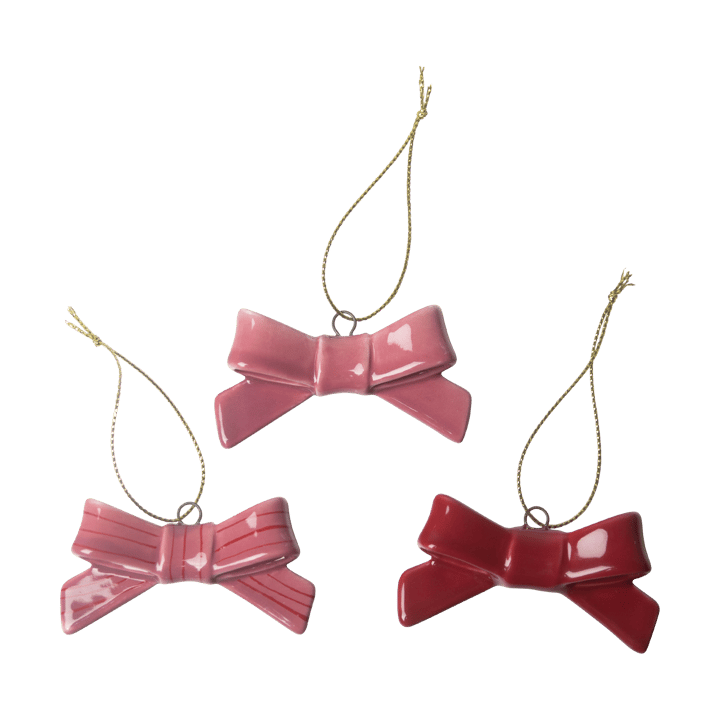 Bow decoration hangers 3 pieces - Red-pink - Pluto Design