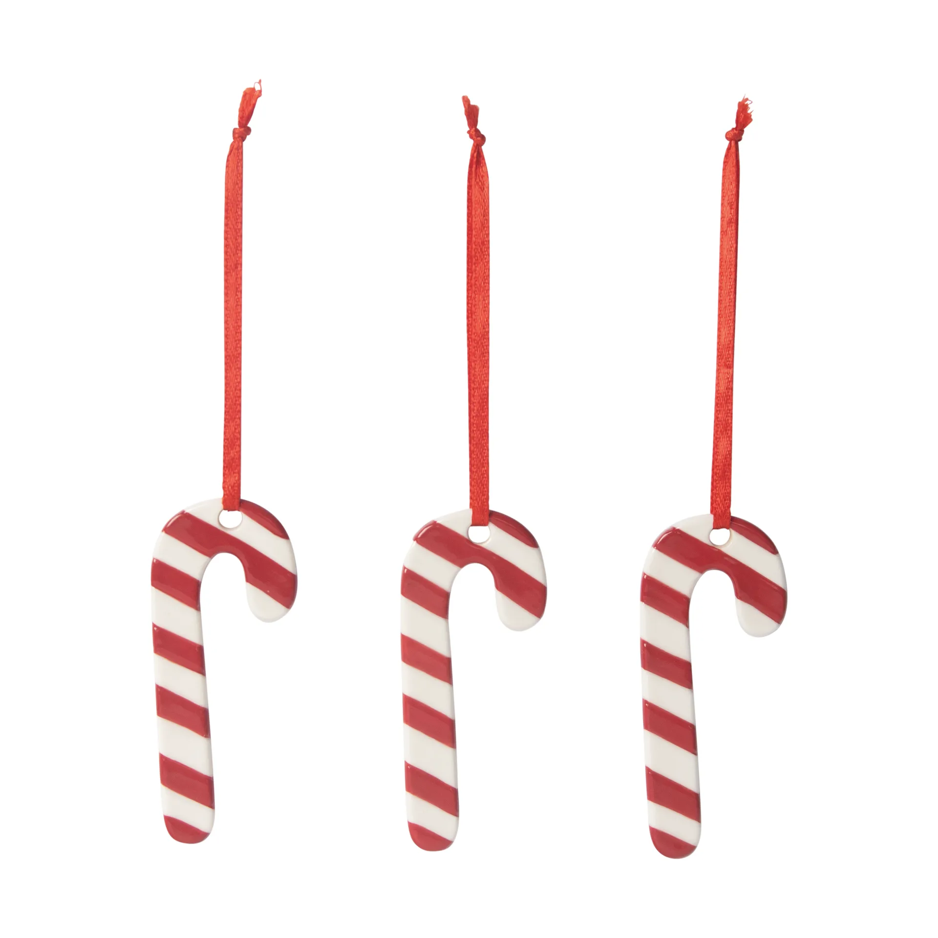 Candy cane Christmas tree bauble 3-pack, White-red Pluto Design