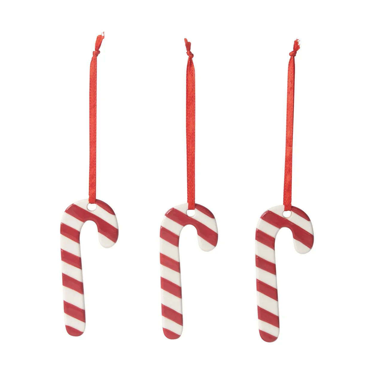 Pluto Design Candy cane Christmas tree bauble 3-pack White-red