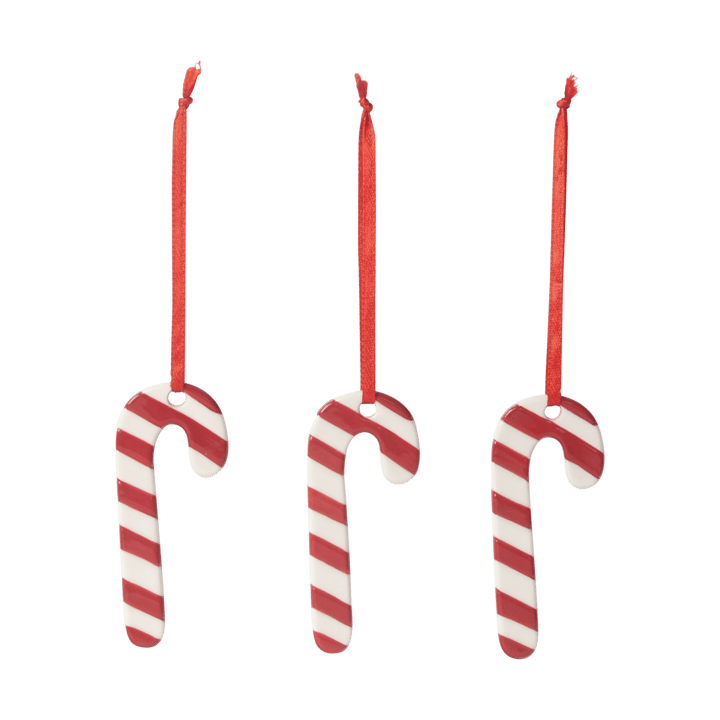Candy cane Christmas tree bauble 3-pack - White-red - Pluto Design