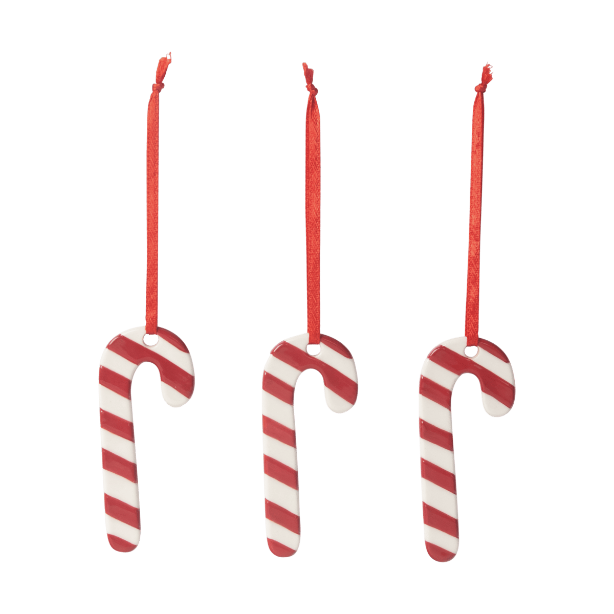 Pluto Design Candy cane Christmas tree bauble 3-pack White-red