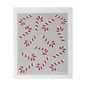 Candy cane dishcloth 17x20 cm - White-grey-red - Pluto Design