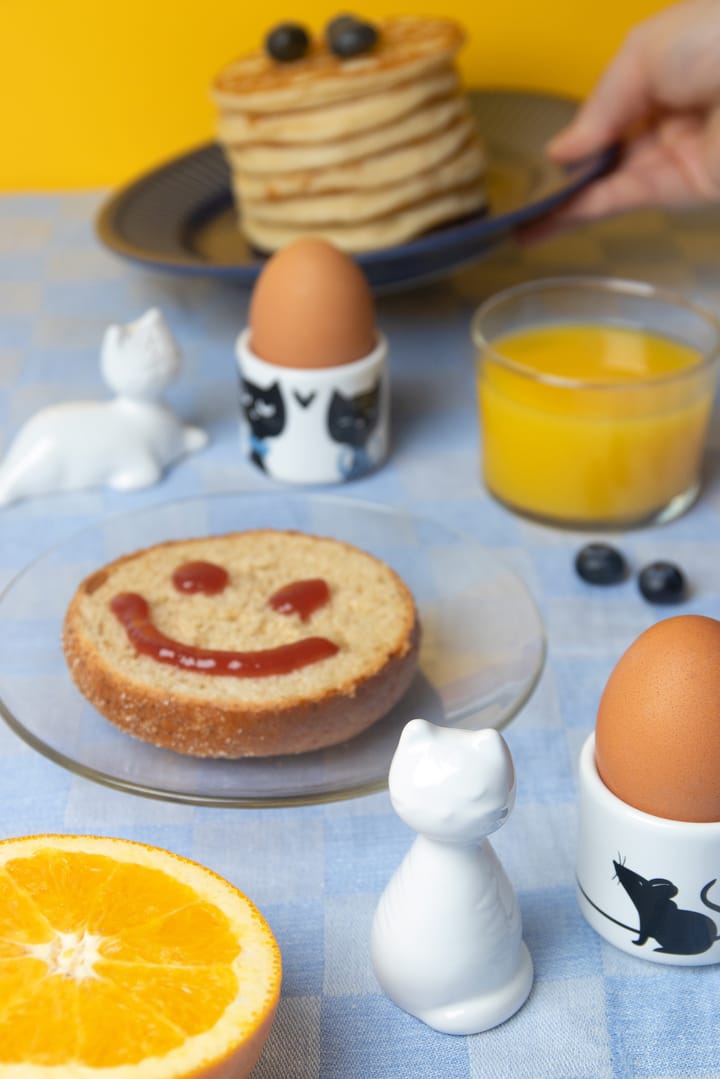 Cat family egg cup 4 pieces - White-black-blue - Pluto Design