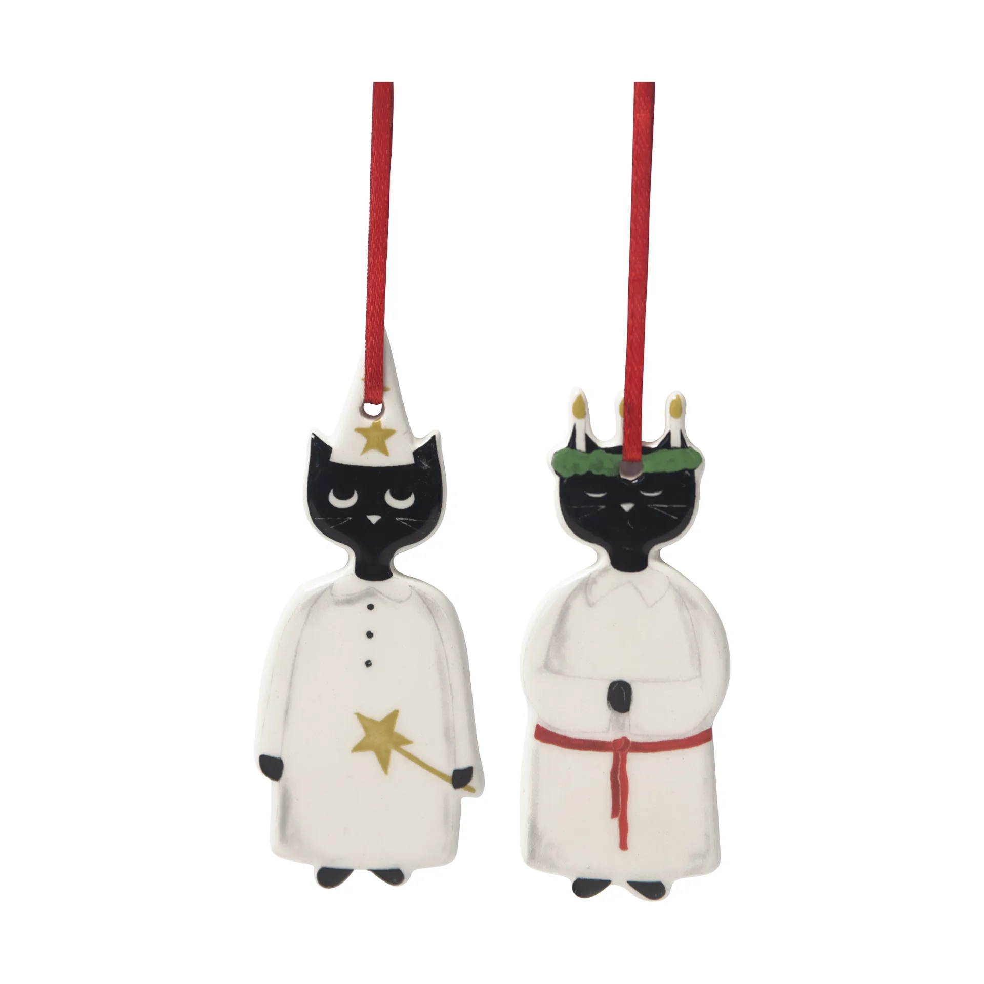 Christmas cats ornament 2 pieces, Black-white Pluto Design