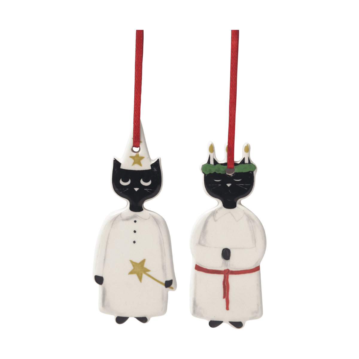 Pluto Design Christmas cats ornament 2 pieces Black-white