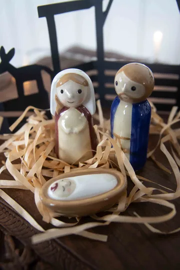 Crib family ceramic crib 3 pieces - Jesus, Joseph and Mary - Pluto Design