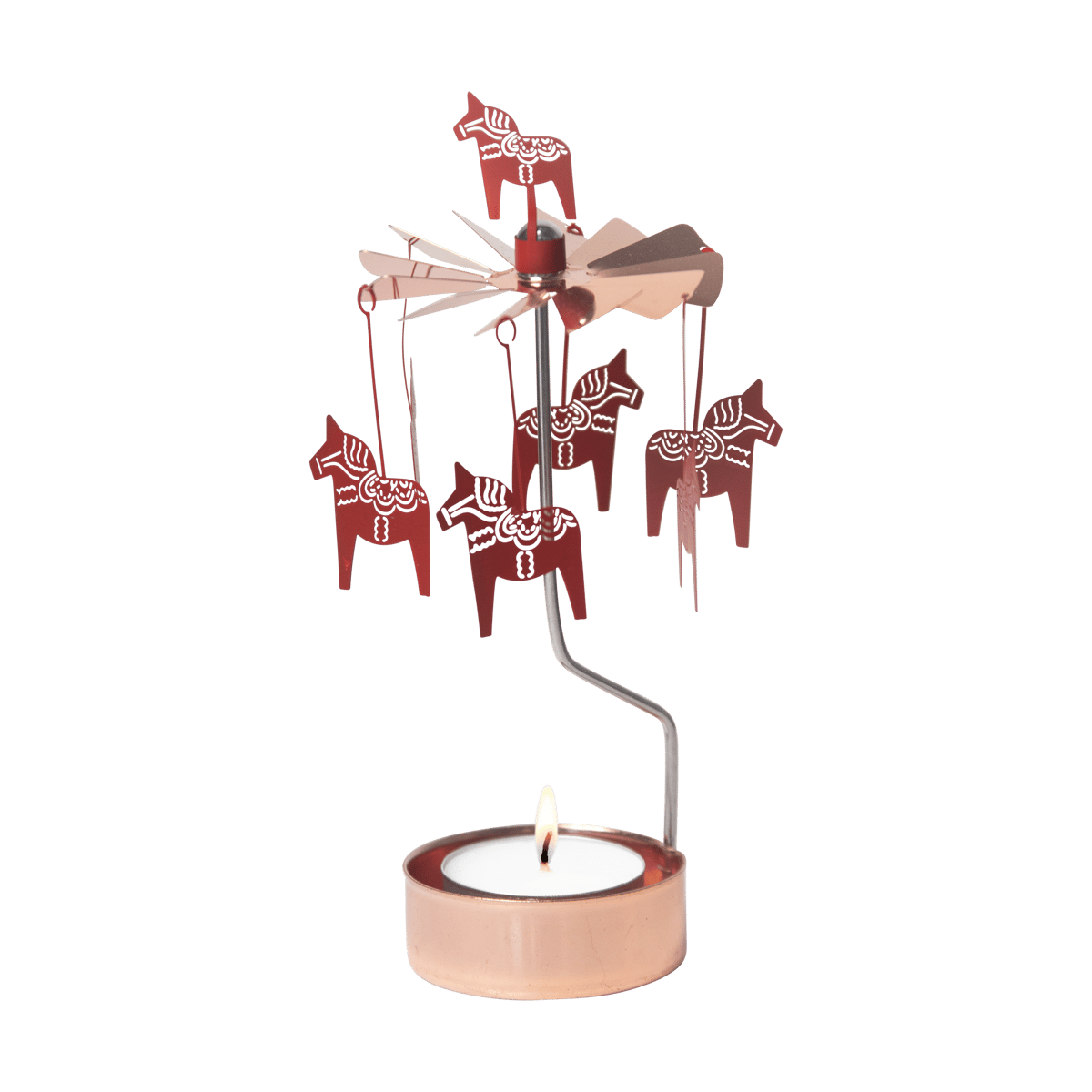 Pluto Design Dala horse angel chimes Copper-red | Scandinavian Design | Tea light holders, lanterns & candle dishes | Red
