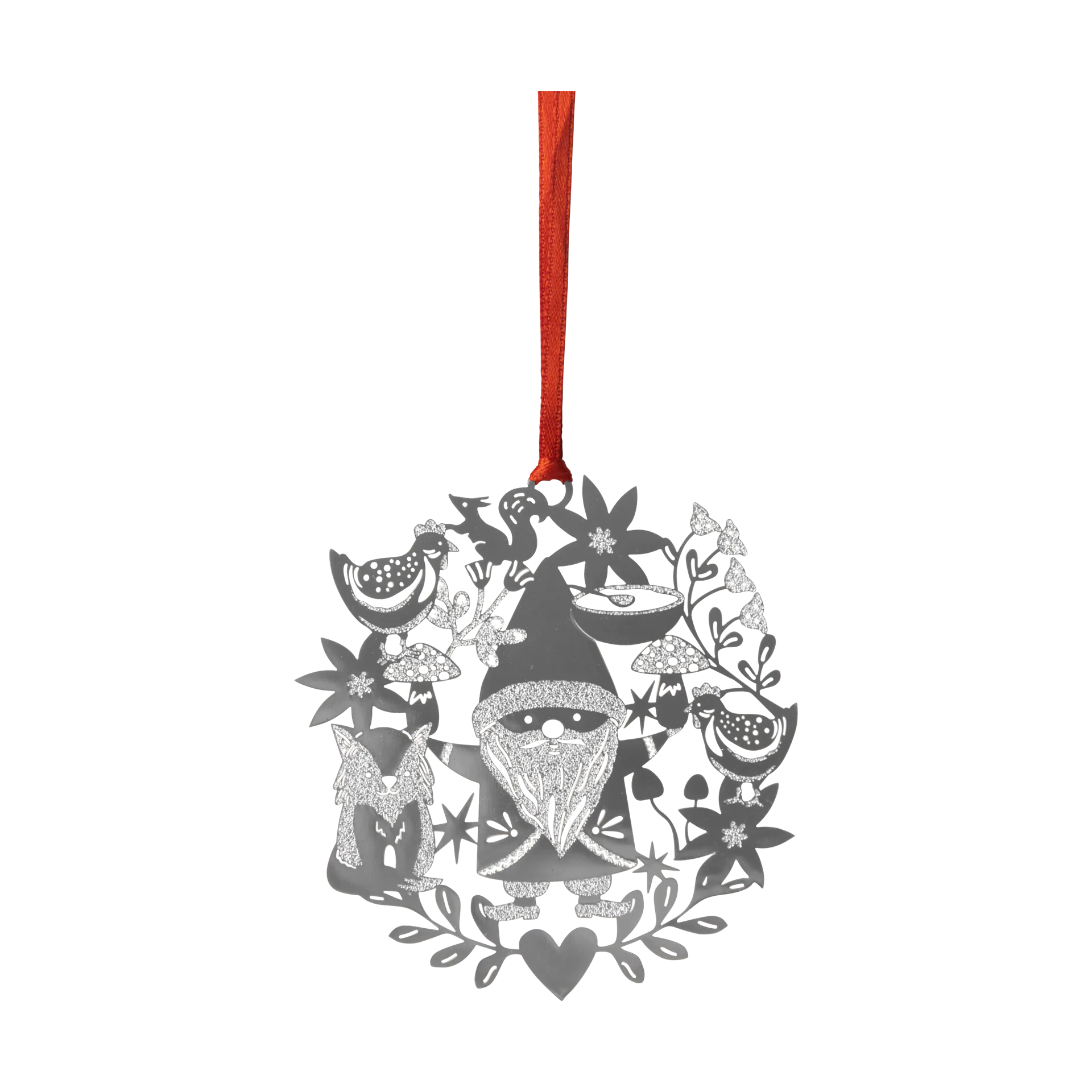 Fox & Santa Christmas ornament, Silver Pluto Design