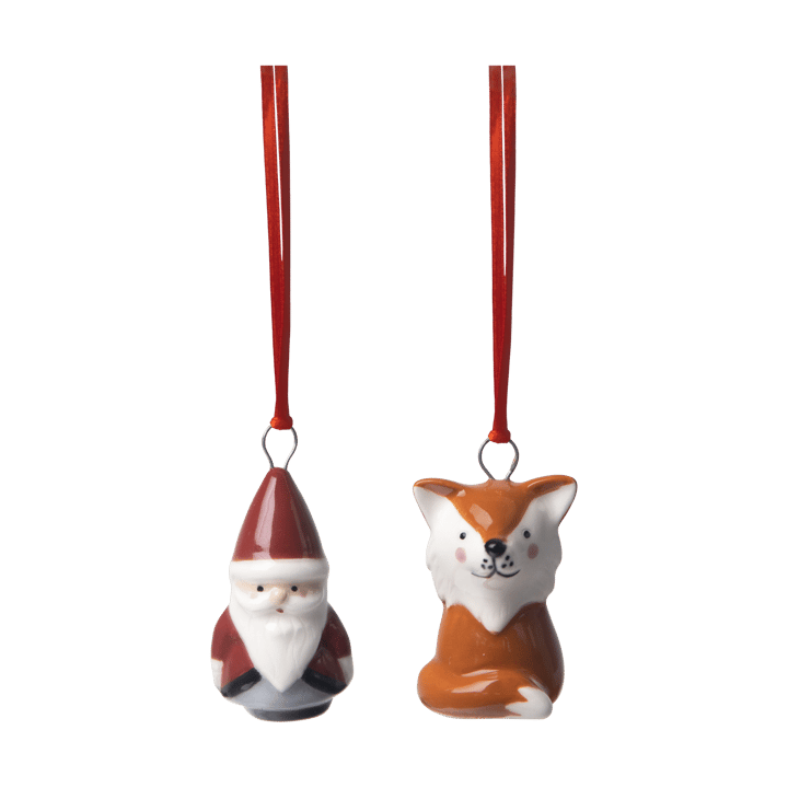 Fox & Santa decoration hanger 2 parts - Red-white-brown - Pluto Design