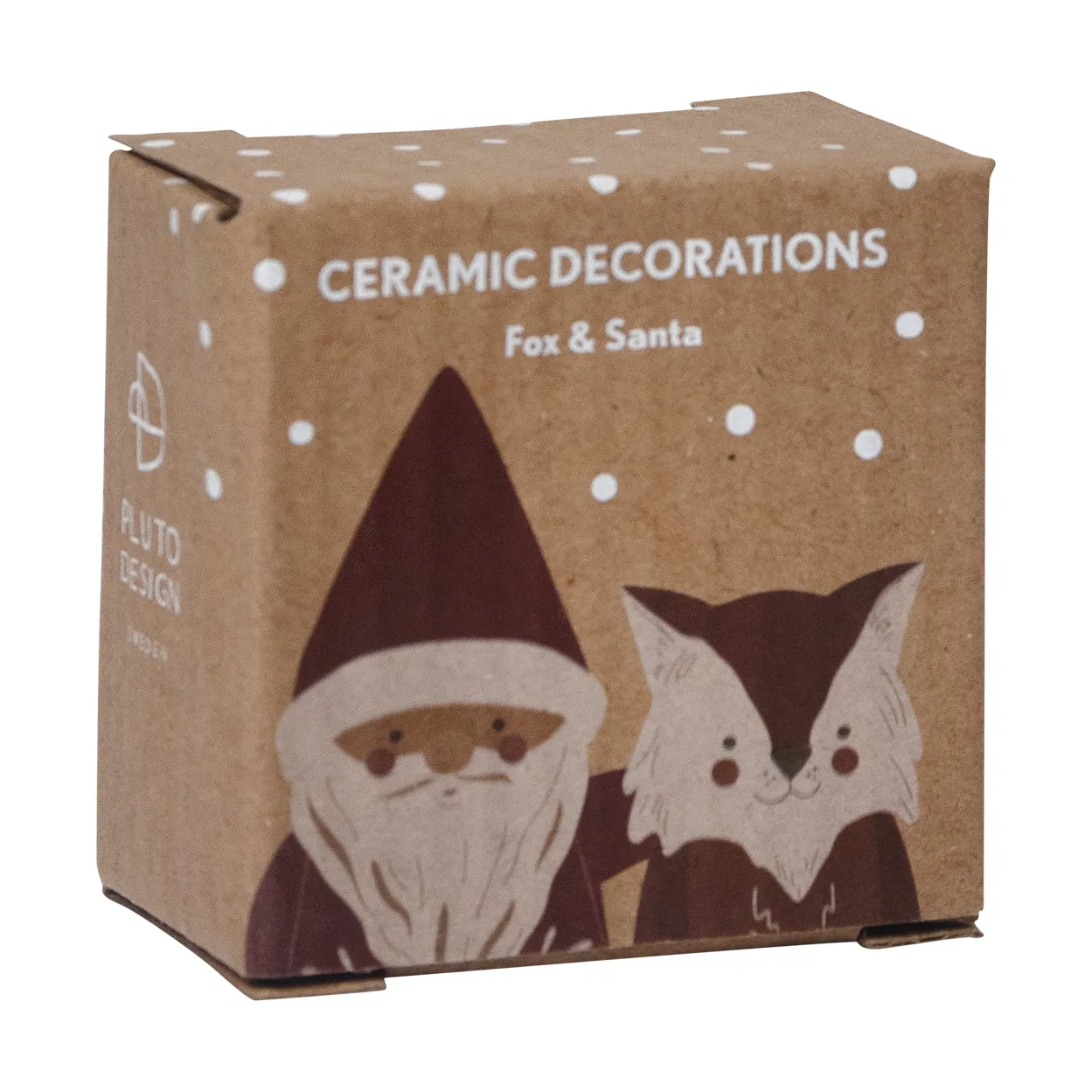 Fox & Santa decoration hanger 2 parts, Red-white-brown Pluto Design