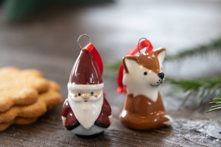Fox & Santa decoration hanger 2 parts, Red-white-brown Pluto Design