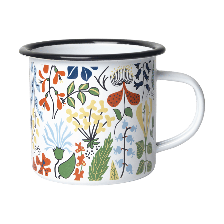 Herbarium enamel mug - White-multi - Pluto Design
