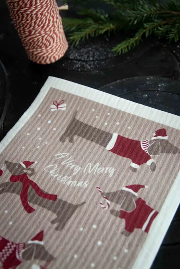 Jolly dogs dishcloth - Red-grey - Pluto Design