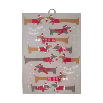 Jolly dogs kitchen towel 50x70 cm - Red-grey - Pluto Design