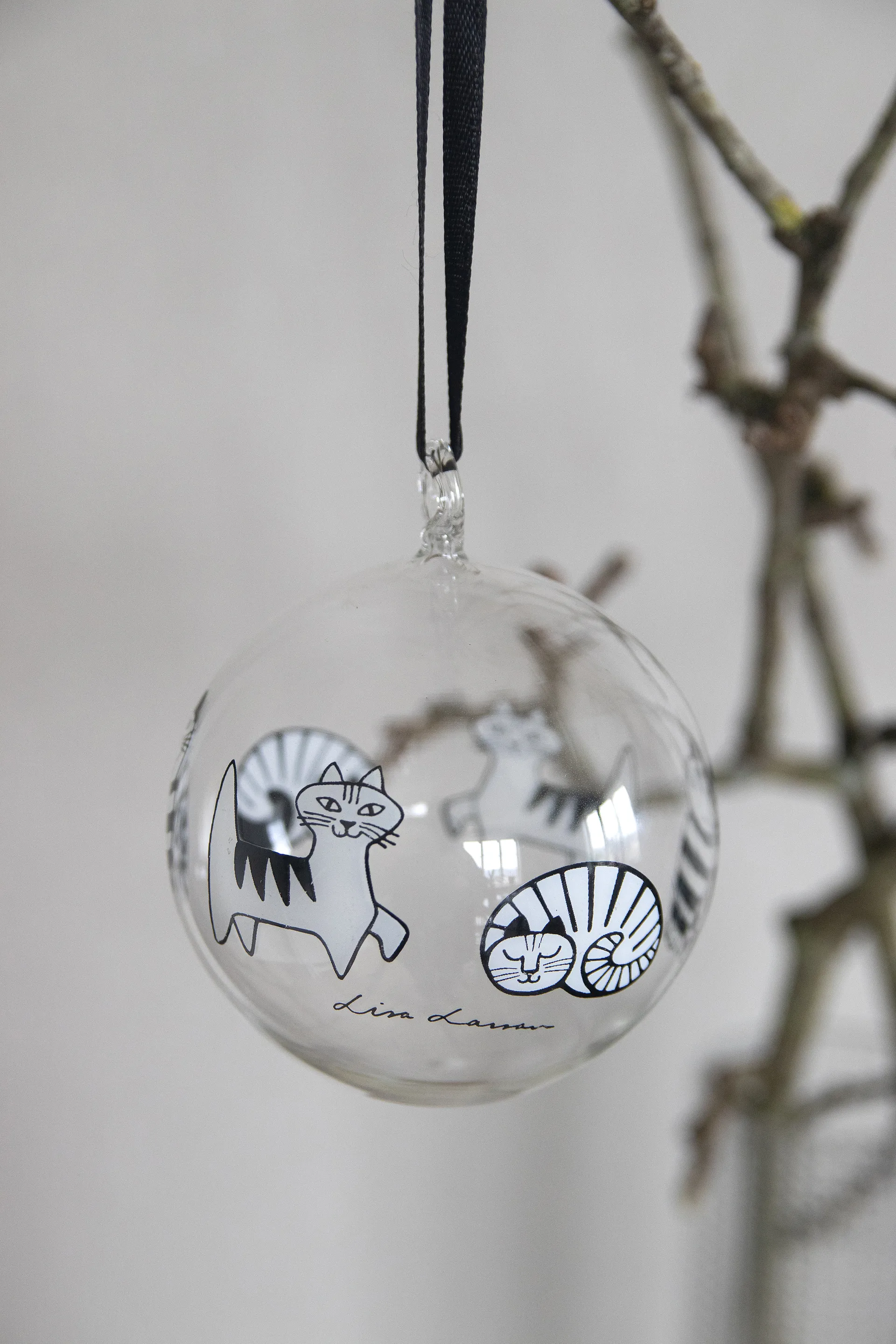 Lisa Larson cats Christmas ornament, White-black Pluto Design