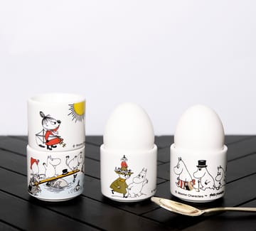 Moomin colour egg cup 4 pieces - White with motif - Pluto Design