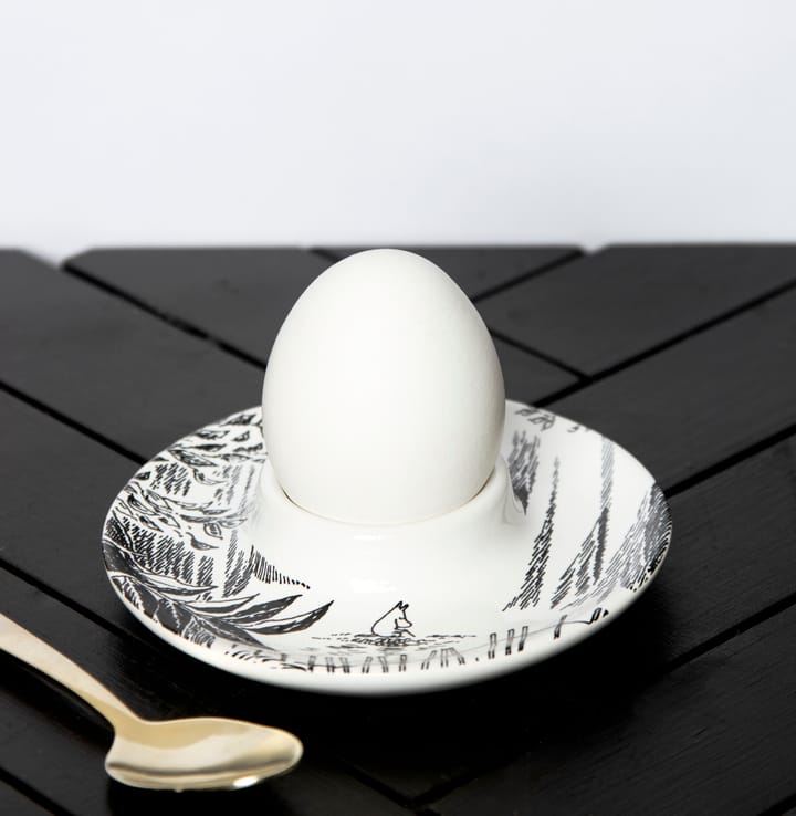 Moomin egg cup with saucer - Black-white - Pluto Design