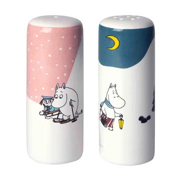 Moomin winter salt & pepper shakers - Pink-blue-white - Pluto Design