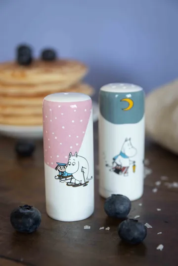 Moomin winter salt & pepper shakers - Pink-blue-white - Pluto Design