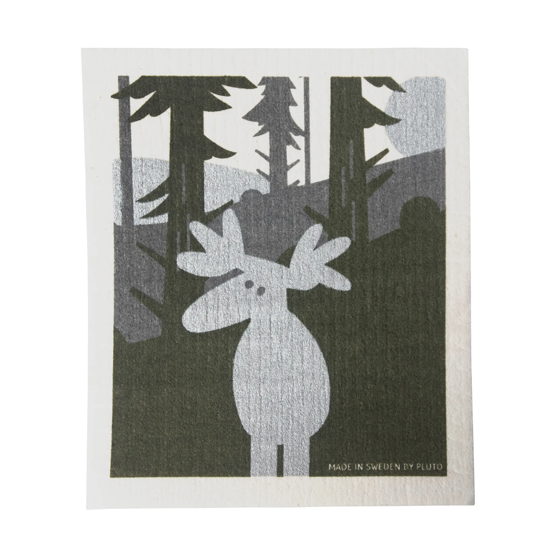 Moose dishcloth 17.2x20 cm, Green-silver-white Pluto Design