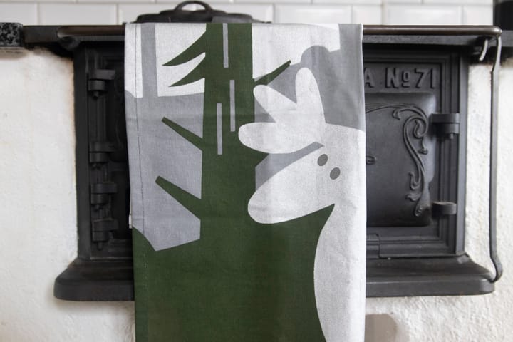 Moose kitchen towel 50x70 cm - Green-silver-white - Pluto Design