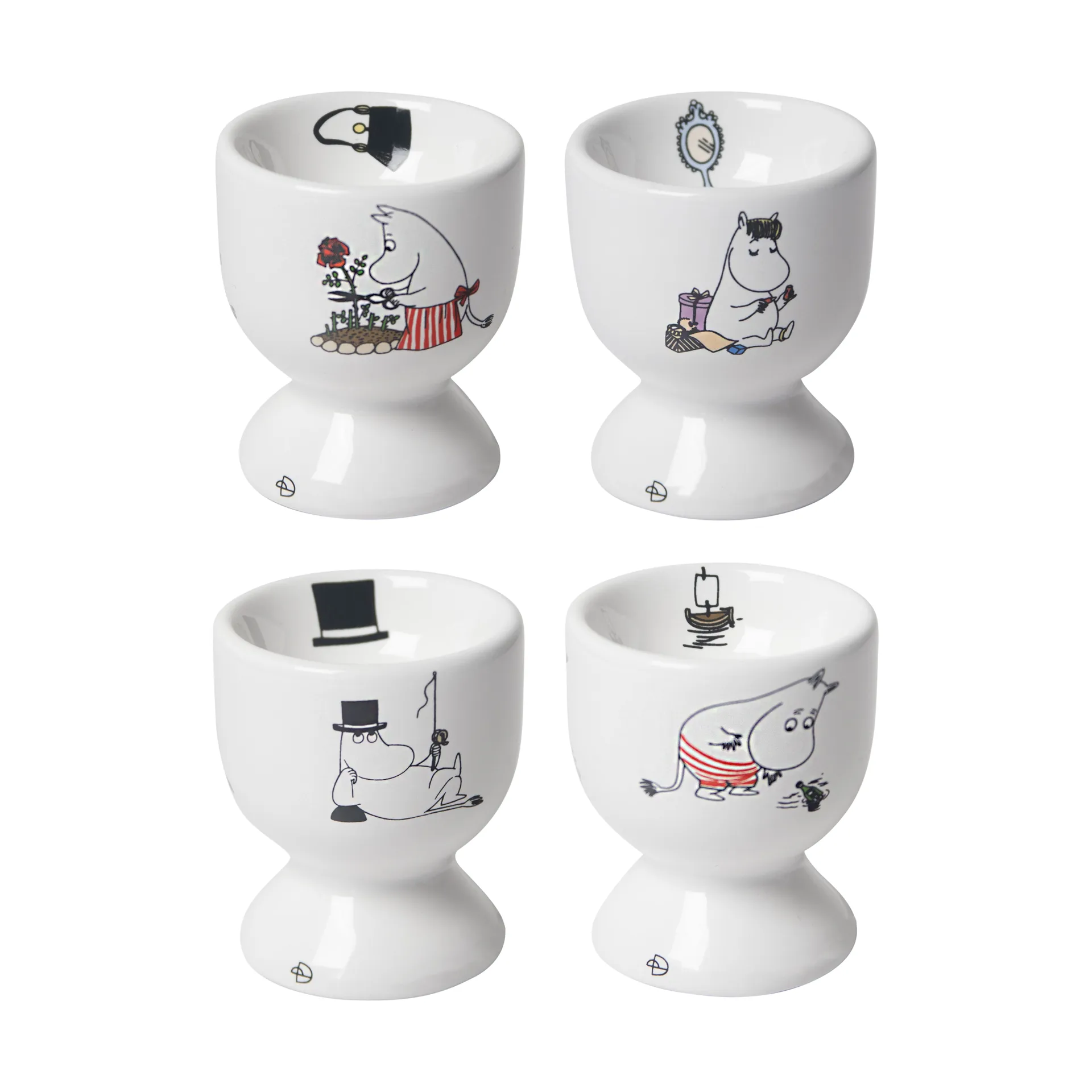 Mumin joy egg cup 4 parts, White-multi Pluto Design