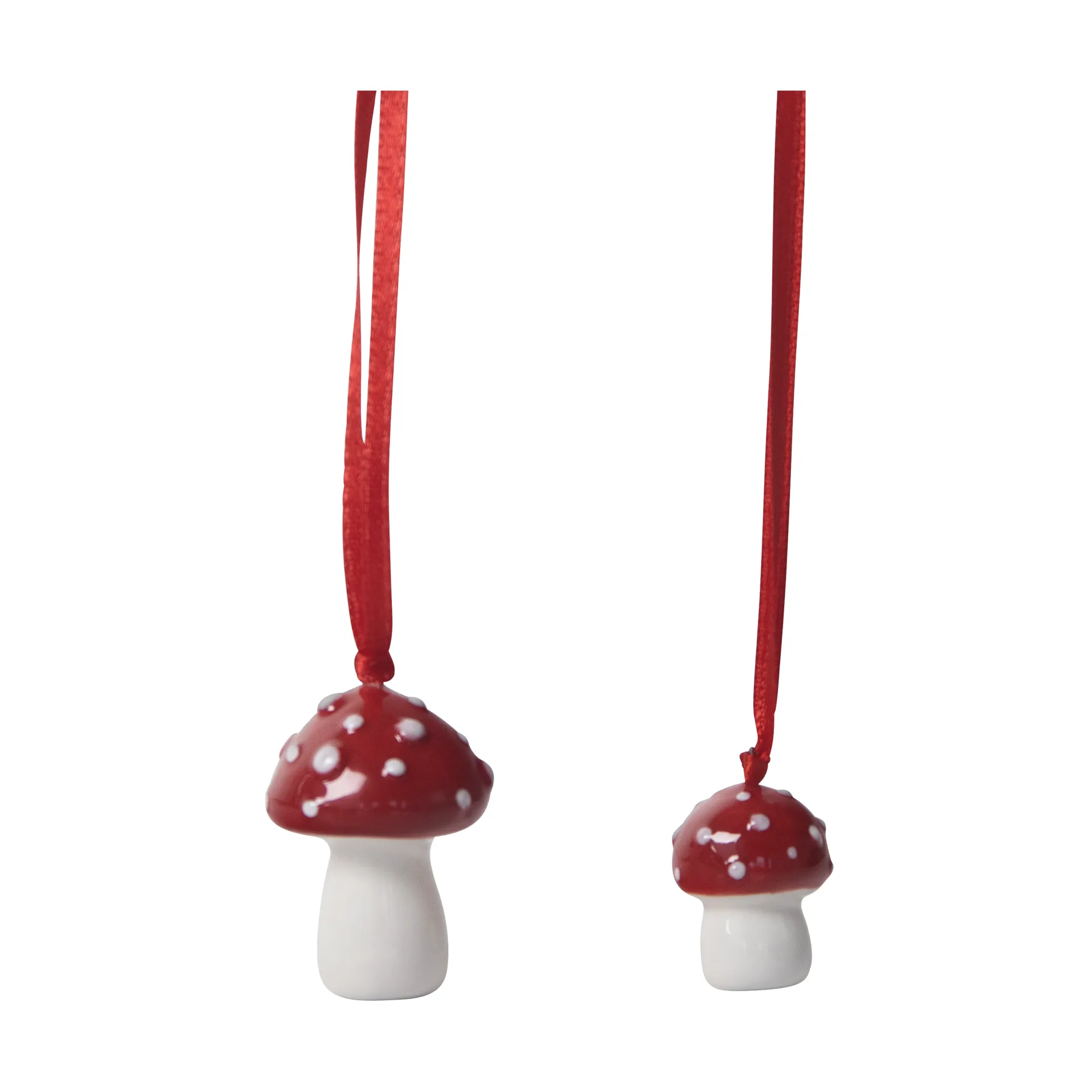 Mushroom Christmas tree bauble 2 st, White-red Pluto Design