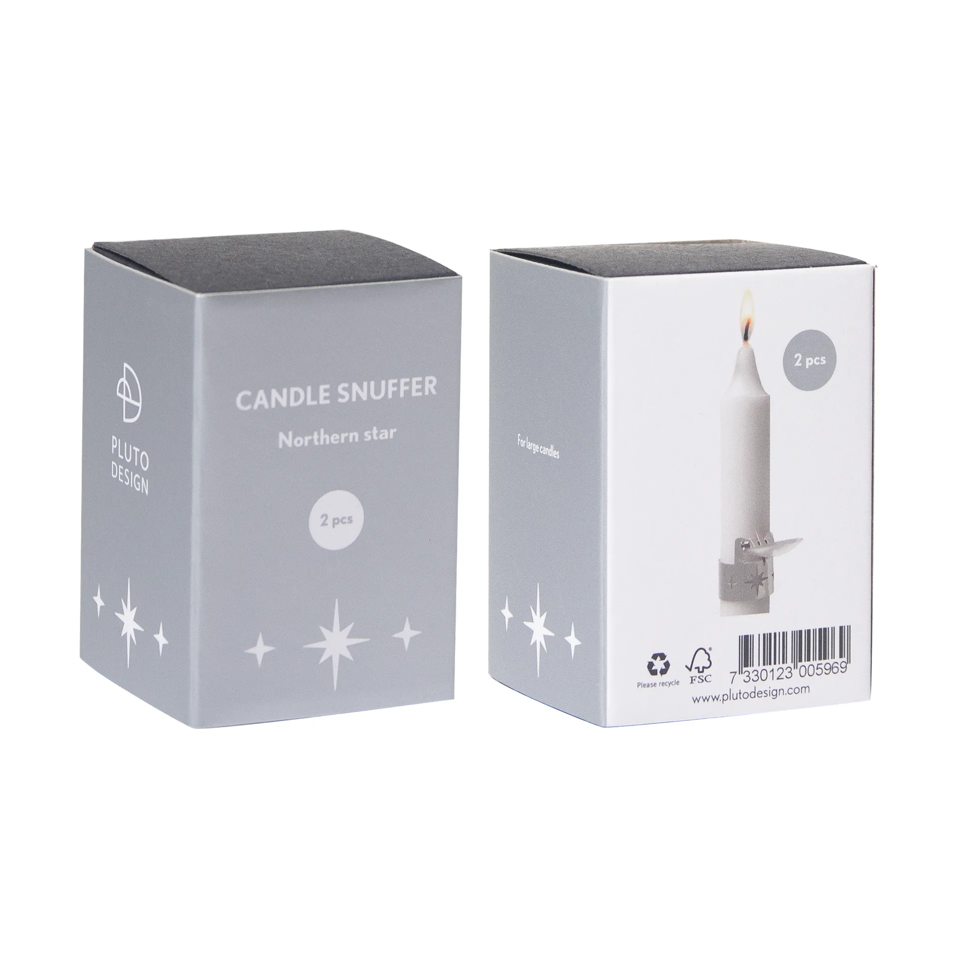 Northern Star candle snuffer 2-pack, Silver Pluto Design