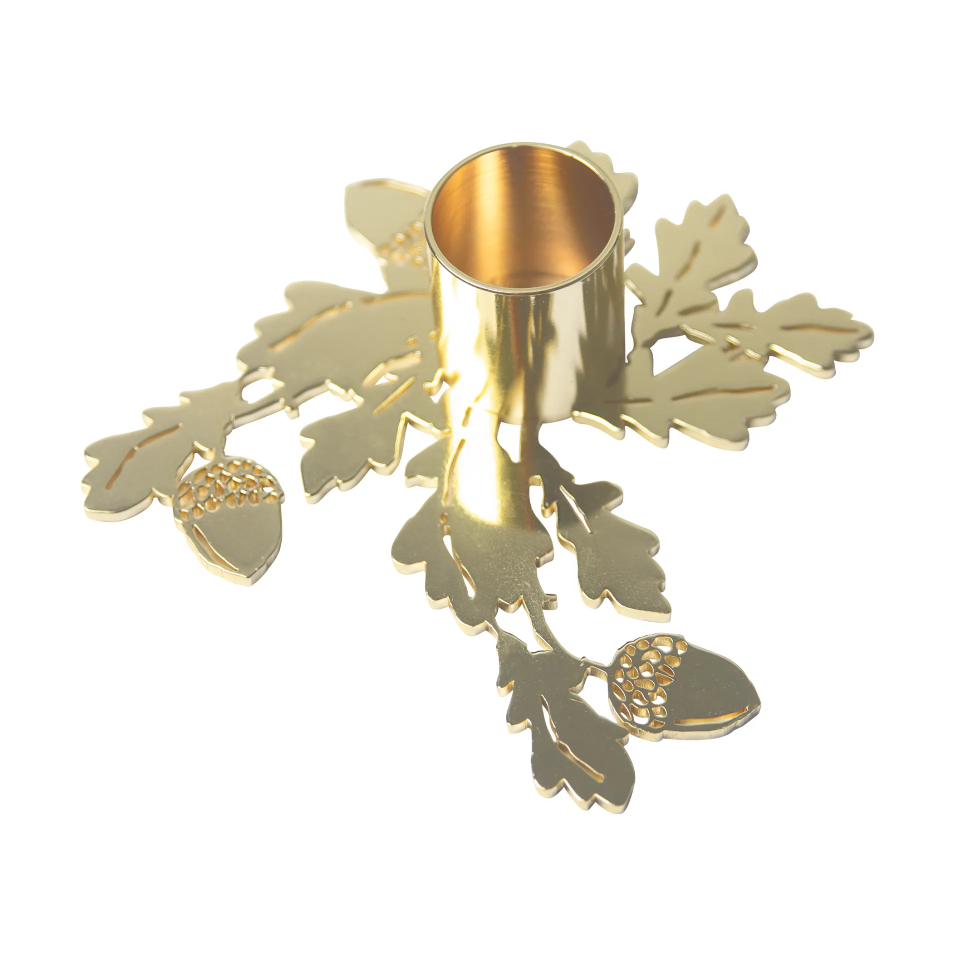 Oak candle holder, Gold Pluto Design