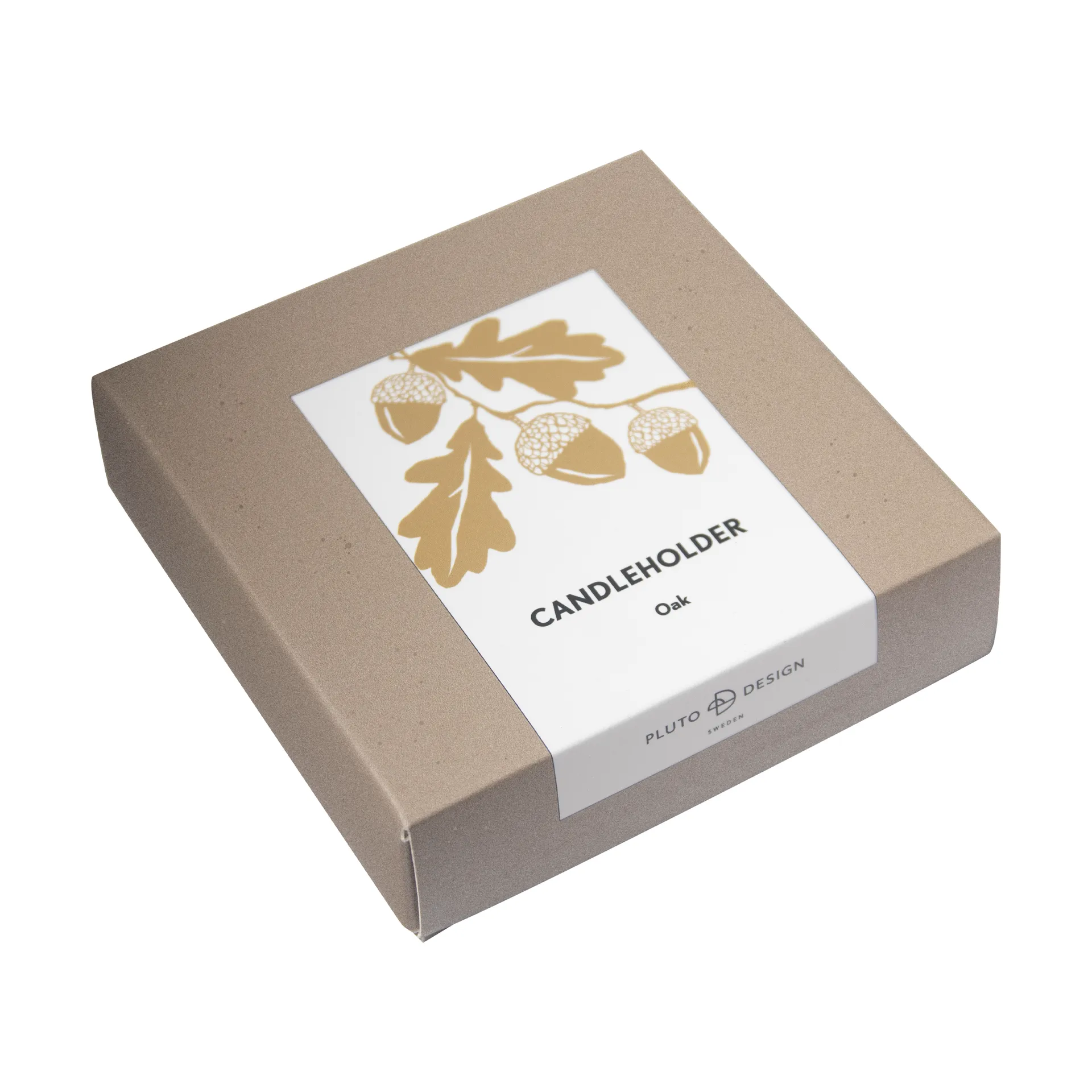 Oak candle holder, Gold Pluto Design