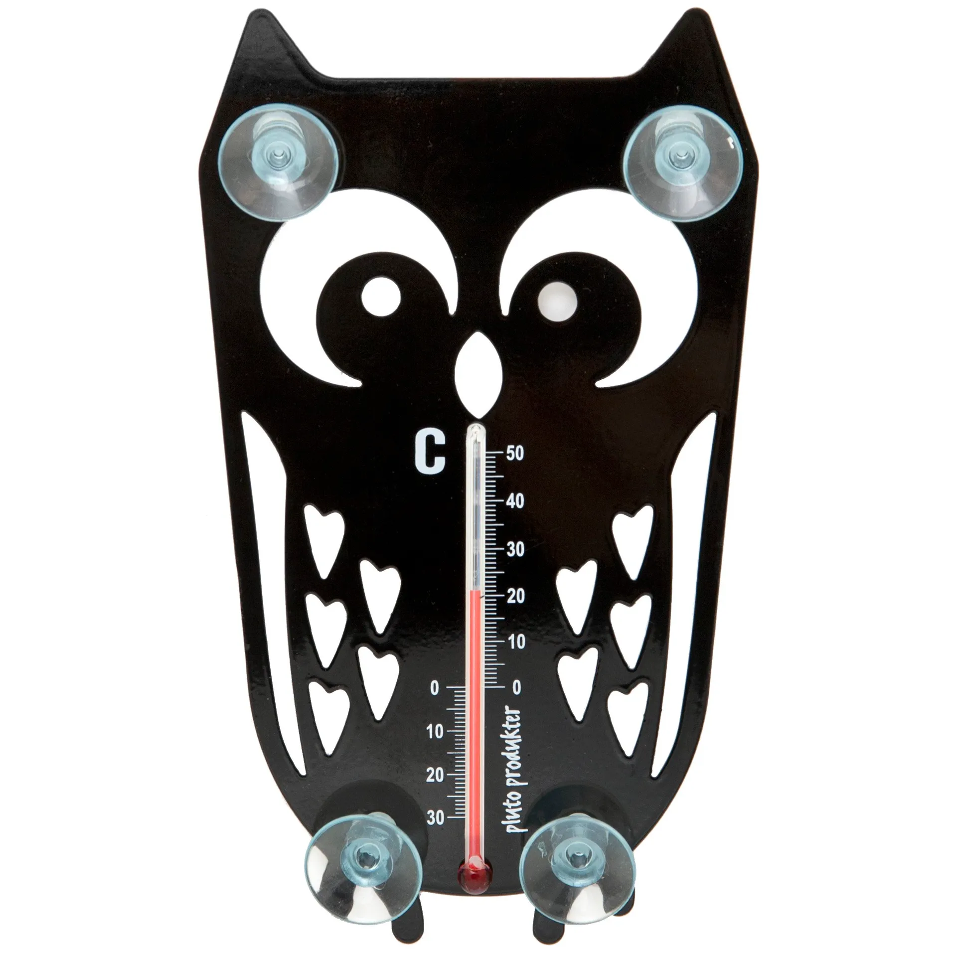 Owl thermometer, black Pluto Design