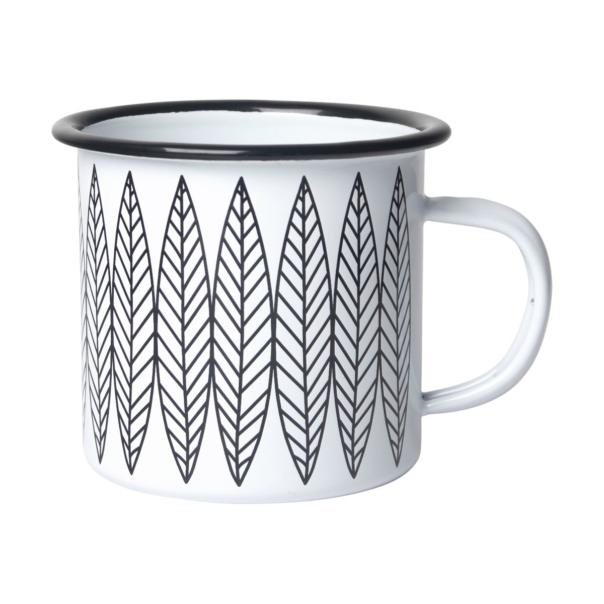 Pluto Design Salix enamel mug White-black | Scandinavian Design | Coffee cups | White