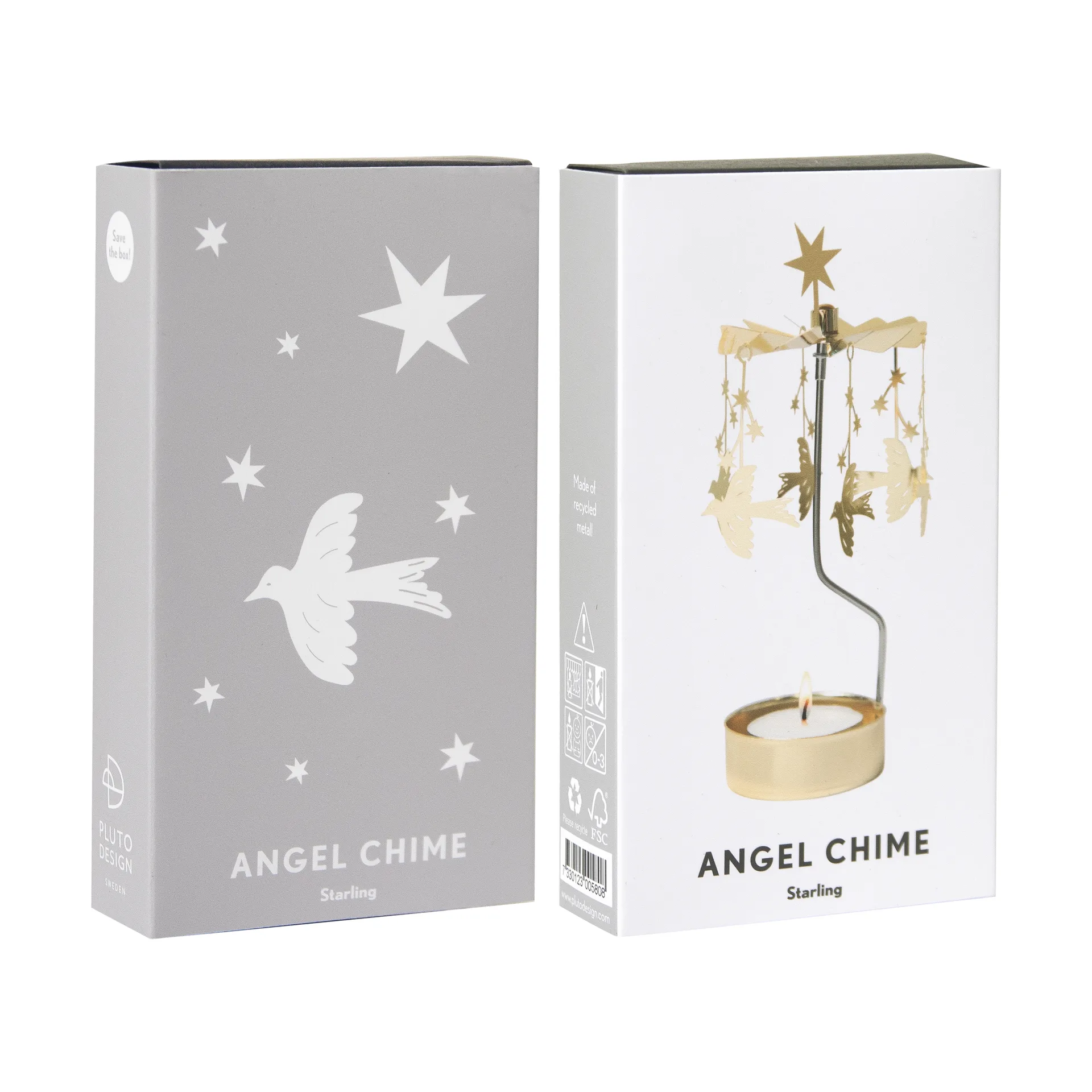 Starling angel chime, Gold Pluto Design